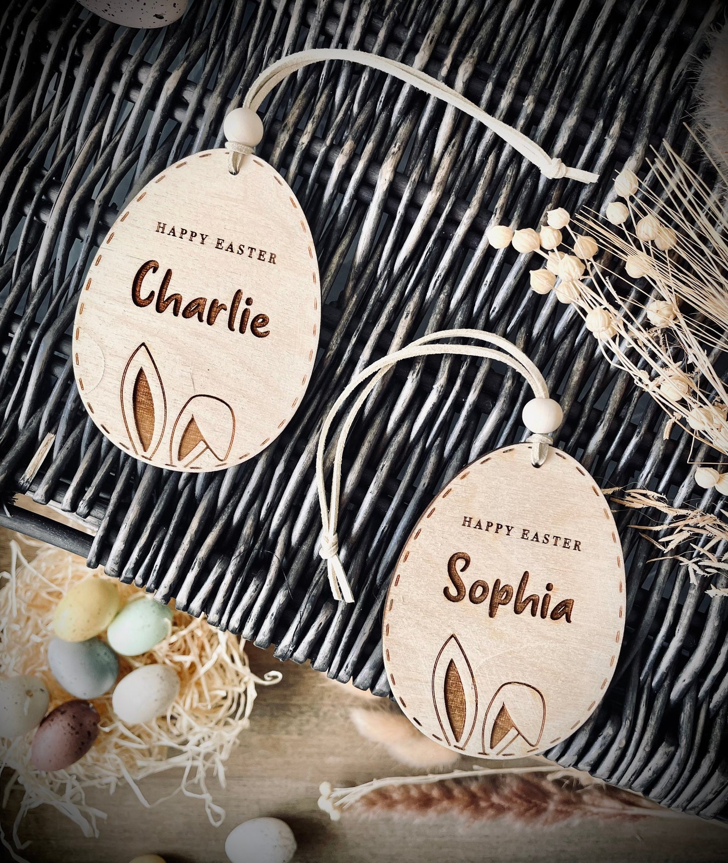 Personalised Easter Basket Tags | Easter decoration / Personalised Easter Egg Wooden Name Tag