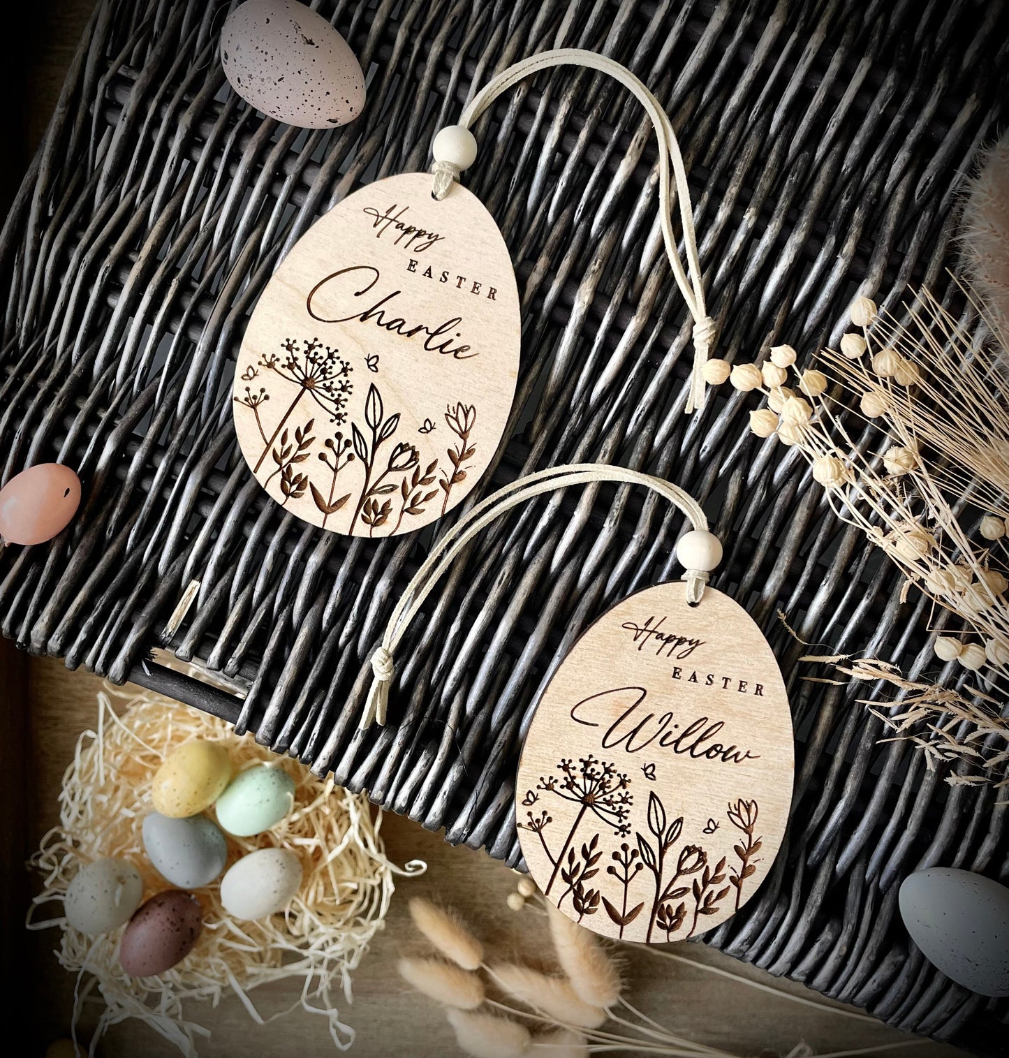 Personalised Easter Basket Tags | Easter decoration / Personalised Easter Egg Wooden Name Tag