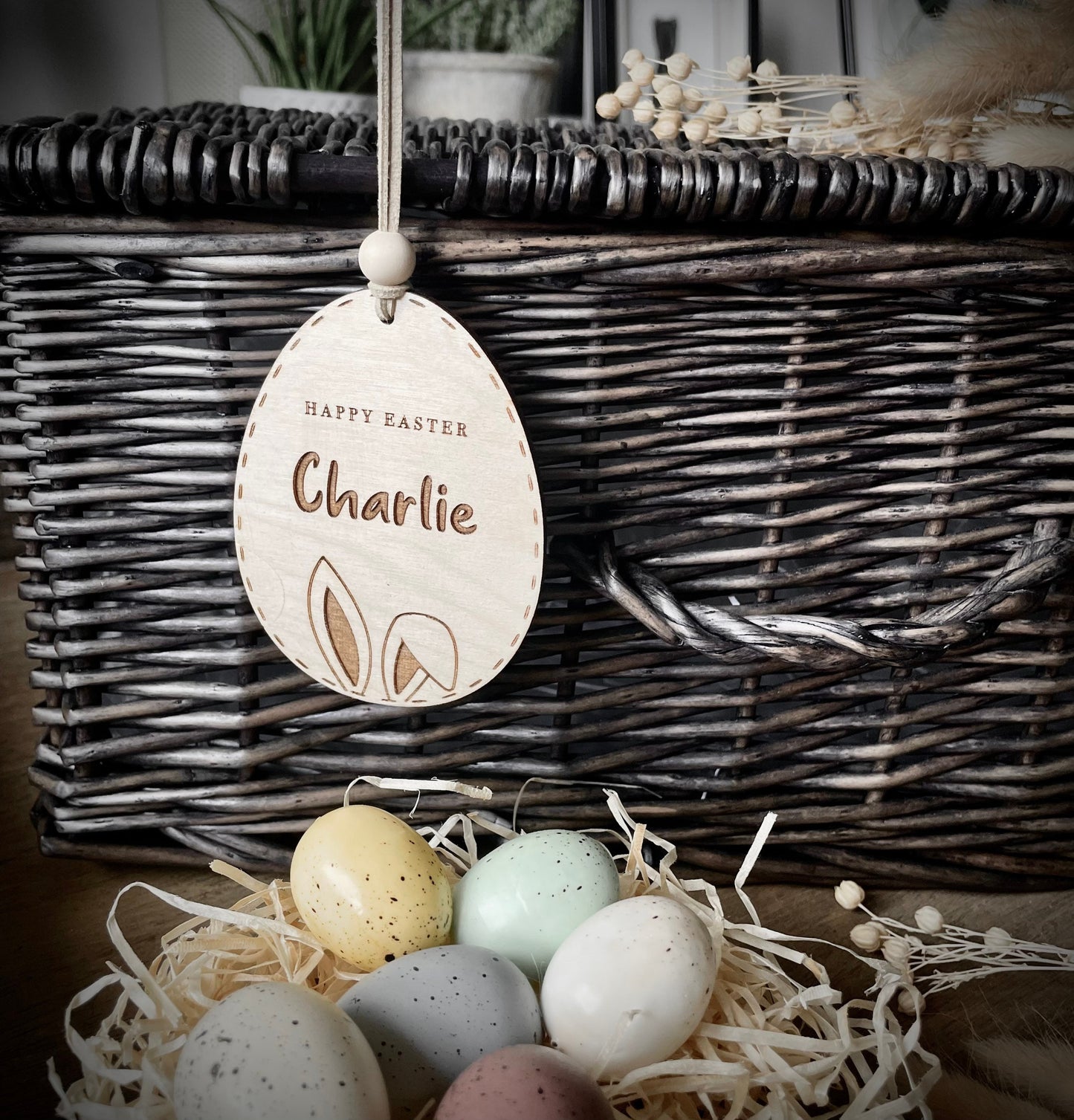 Personalised Easter Basket Tags | Easter decoration / Personalised Easter Egg Wooden Name Tag