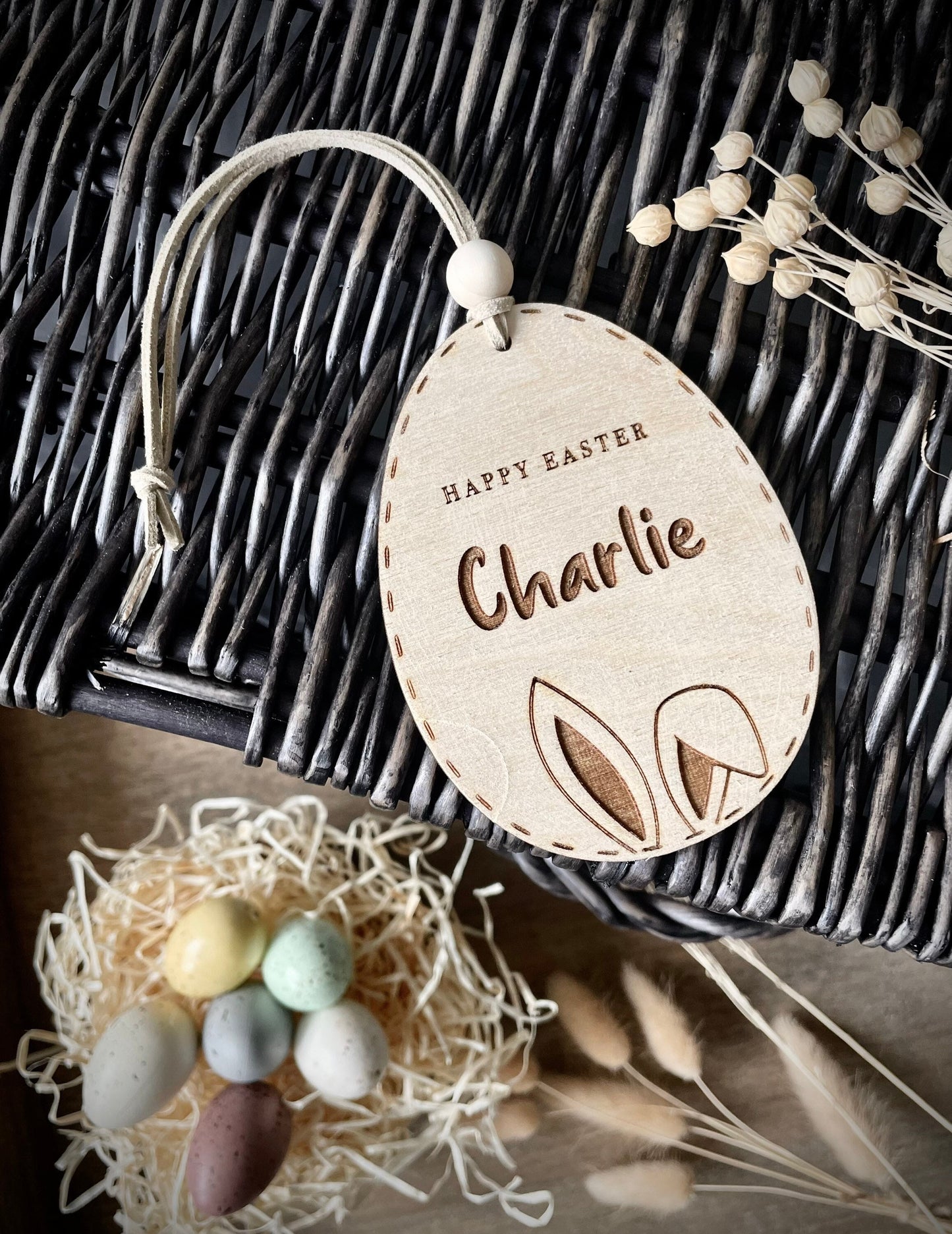 Personalised Easter Basket Tags | Easter decoration / Personalised Easter Egg Wooden Name Tag
