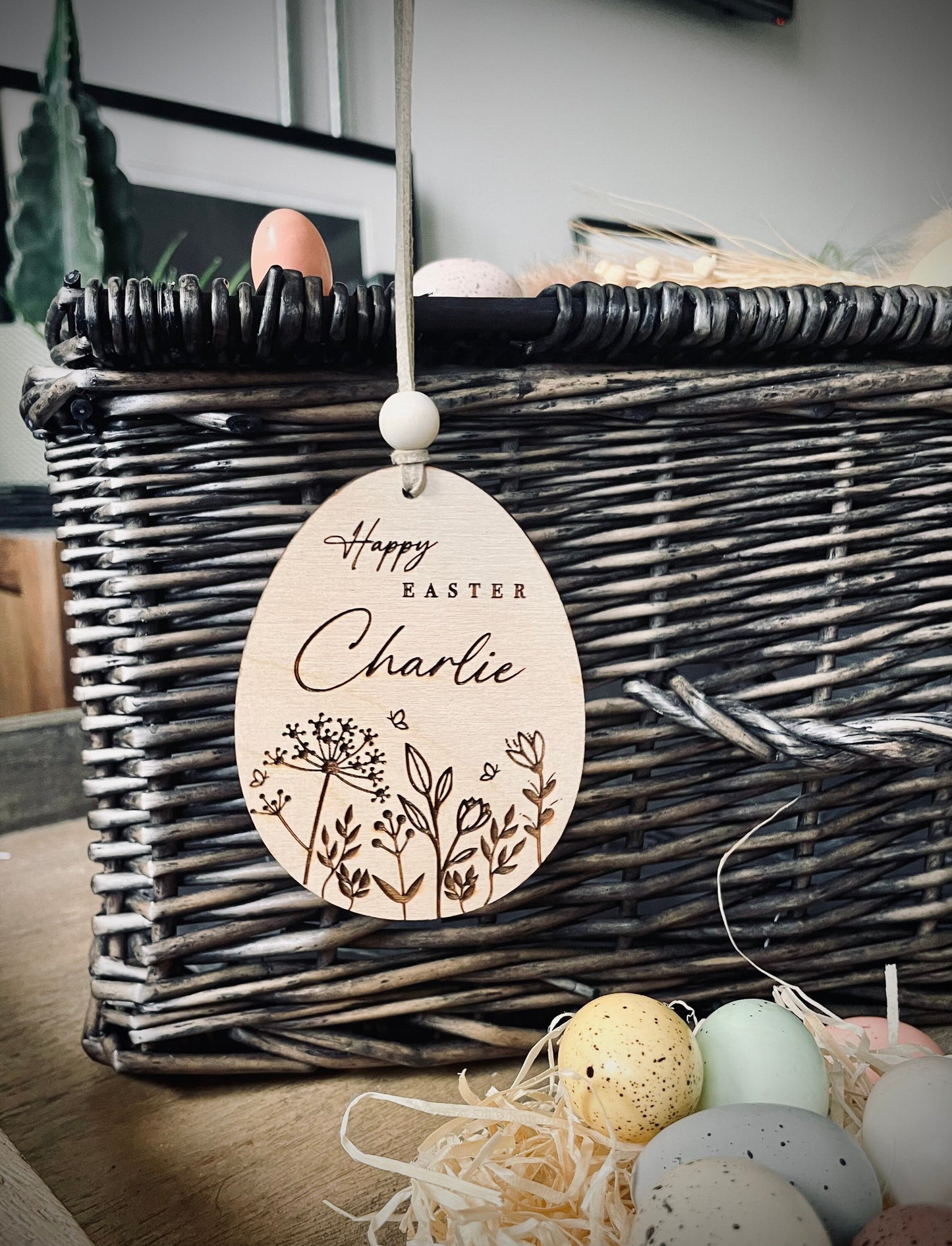 Personalised Easter Basket Tags | Easter decoration / Personalised Easter Egg Wooden Name Tag