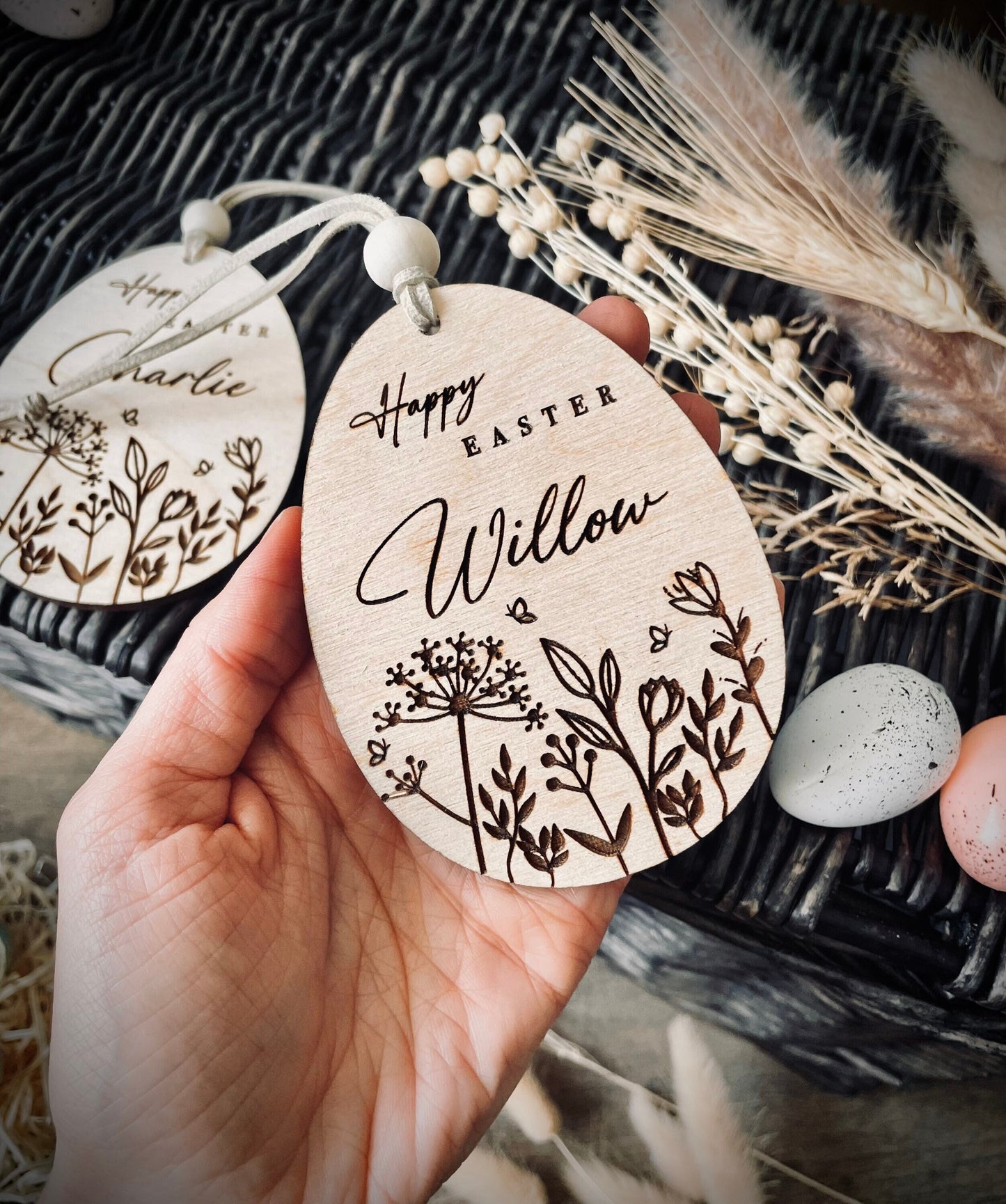 Personalised Easter Basket Tags | Easter decoration / Personalised Easter Egg Wooden Name Tag