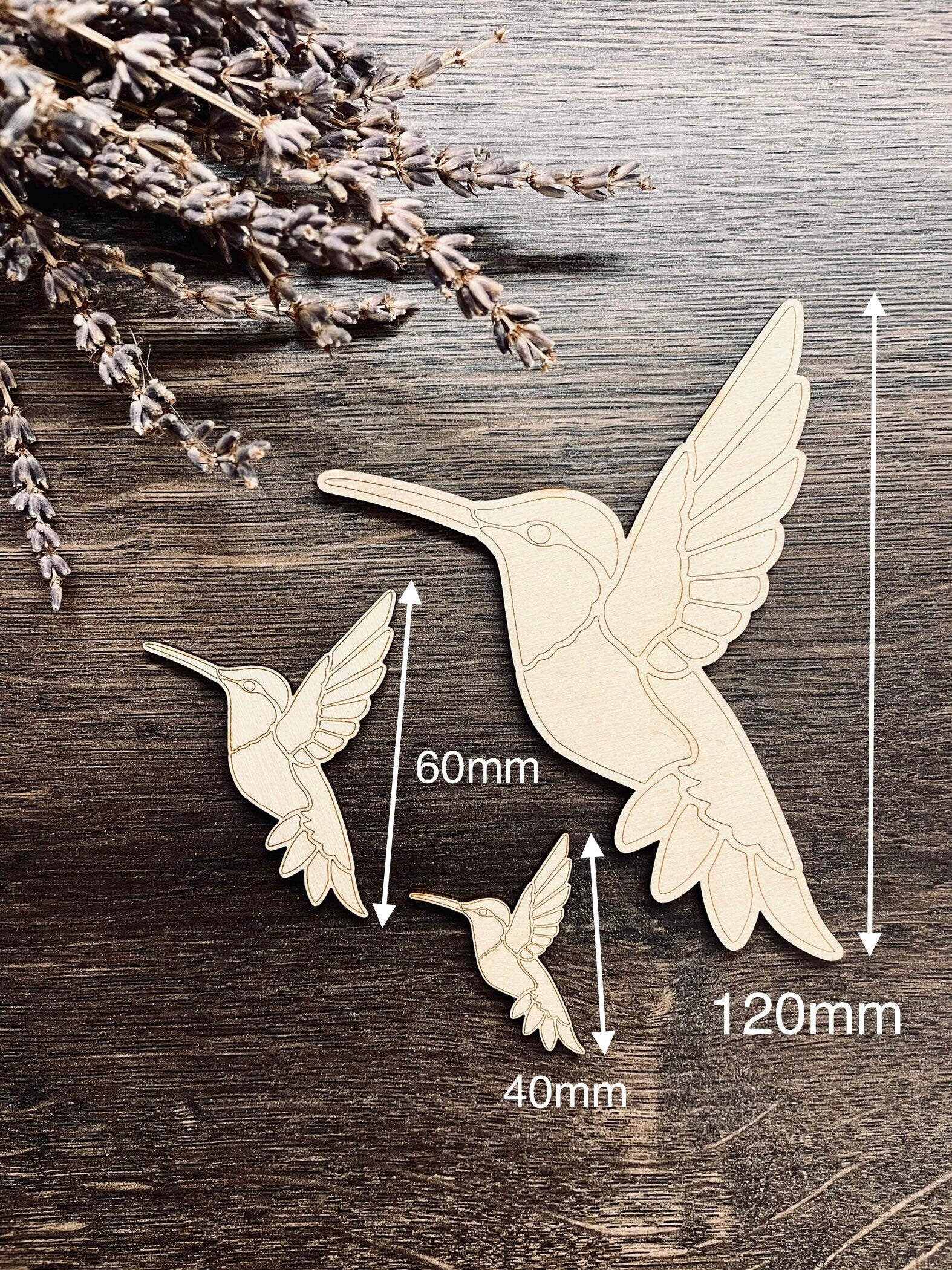 10x Wooden Hummingbird Cutouts / Hummingbird Decor | Laser Cut Bird | 3mm Thick Laser Cut Plywood Blanks