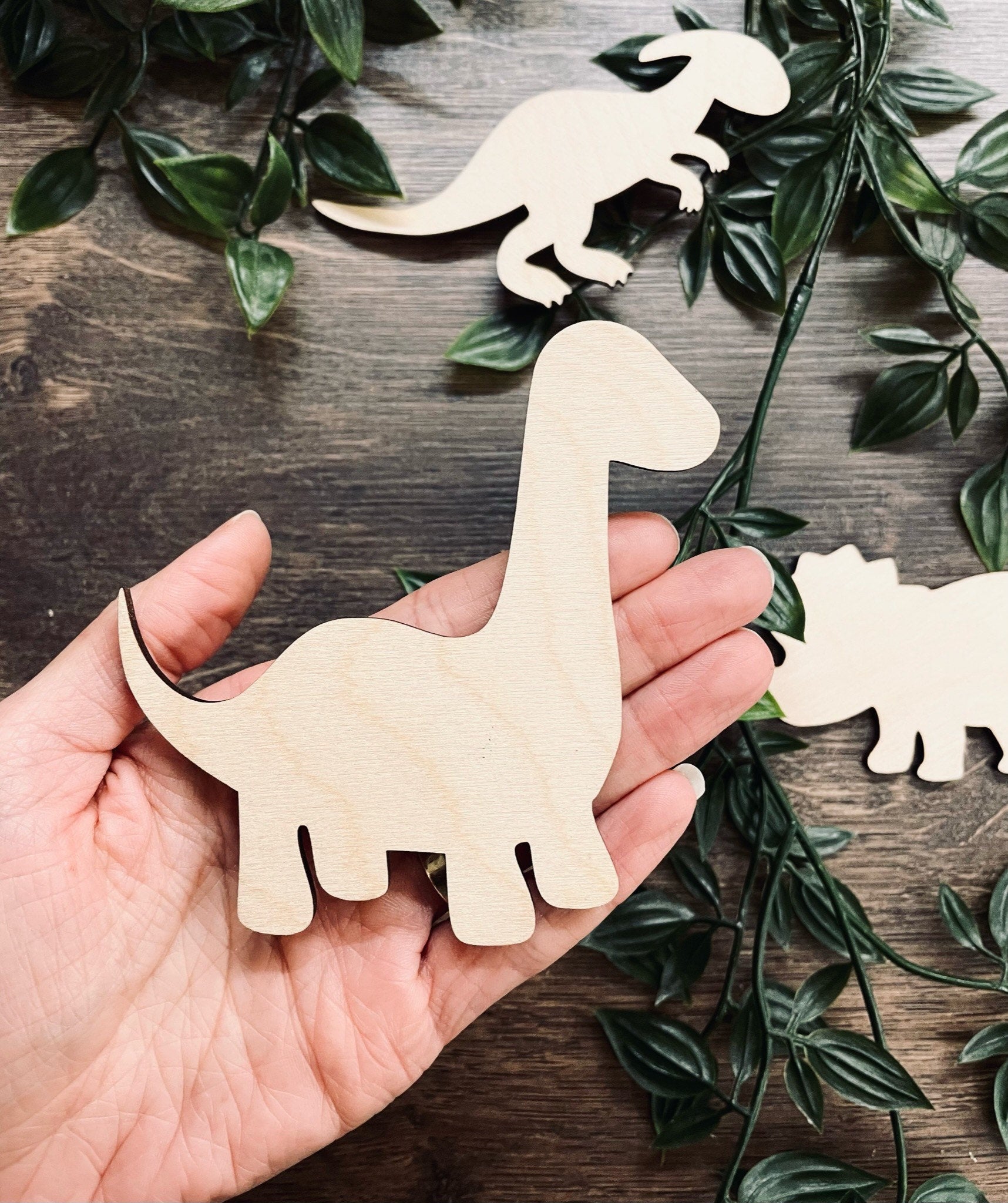 Pack of 5 Wooden Dinosaur Cutouts / Dinosaur Wall Decor made from 3mm Plywood | 100-200mm in Size