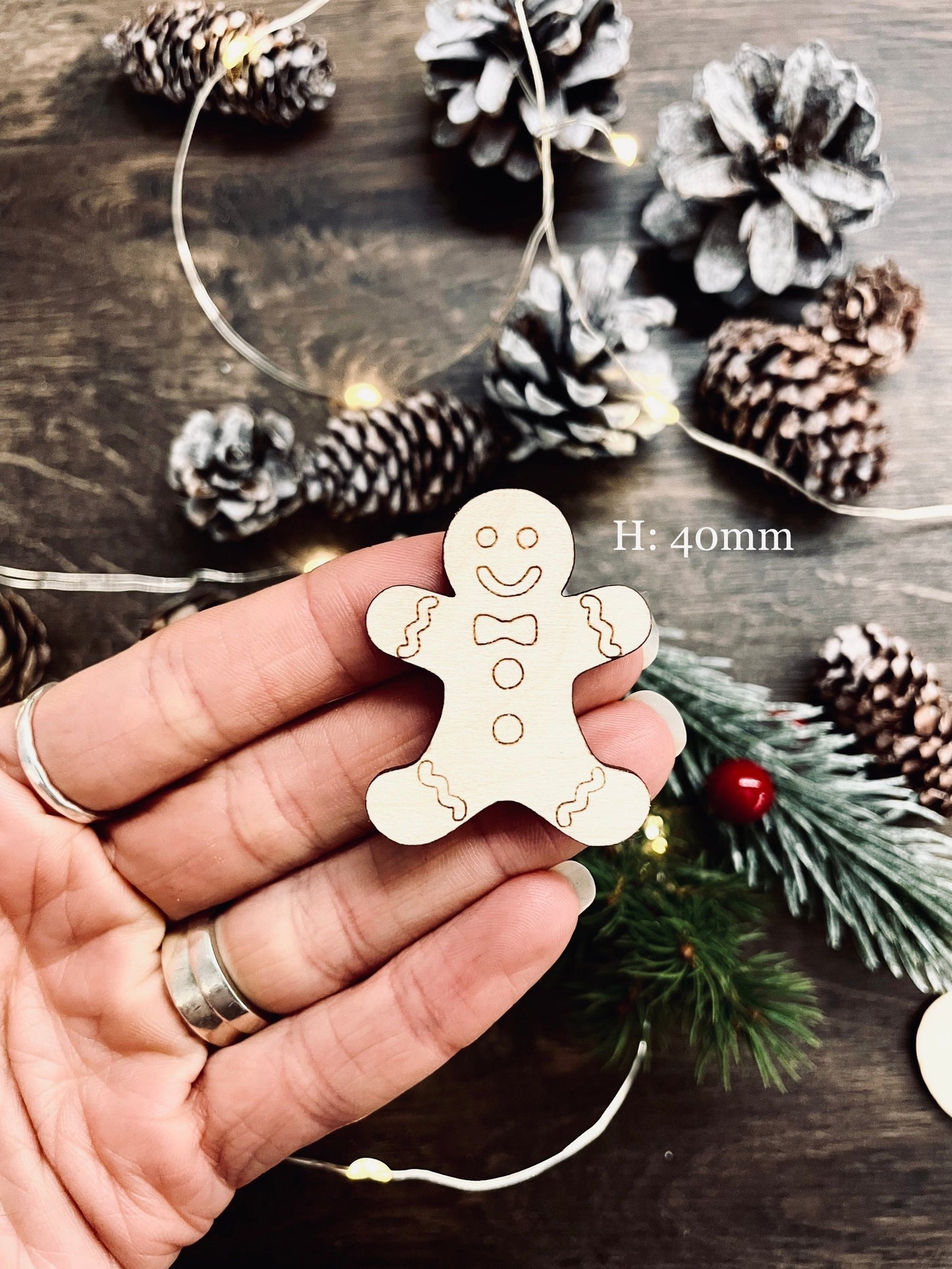 10x Wooden Gingerbread Man Nordic Christmas Crafts Decorations | Christmas Decor | Laser Cut Plywood Craft Shapes