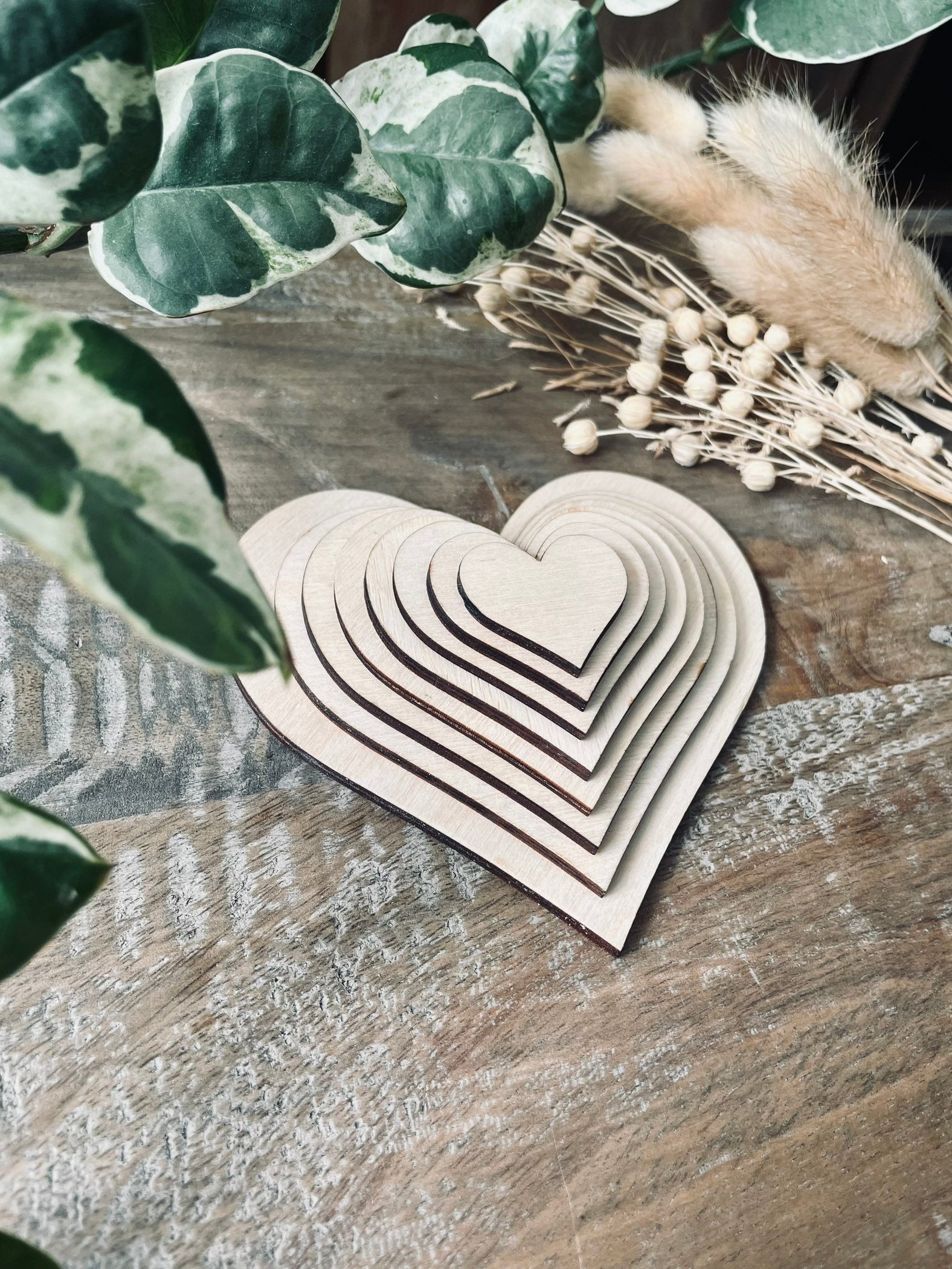 10x Wooden Heart Cutouts / Wedding Decor | Solid Love Heart Shapes from 30mm Wide | 3mm Plywood