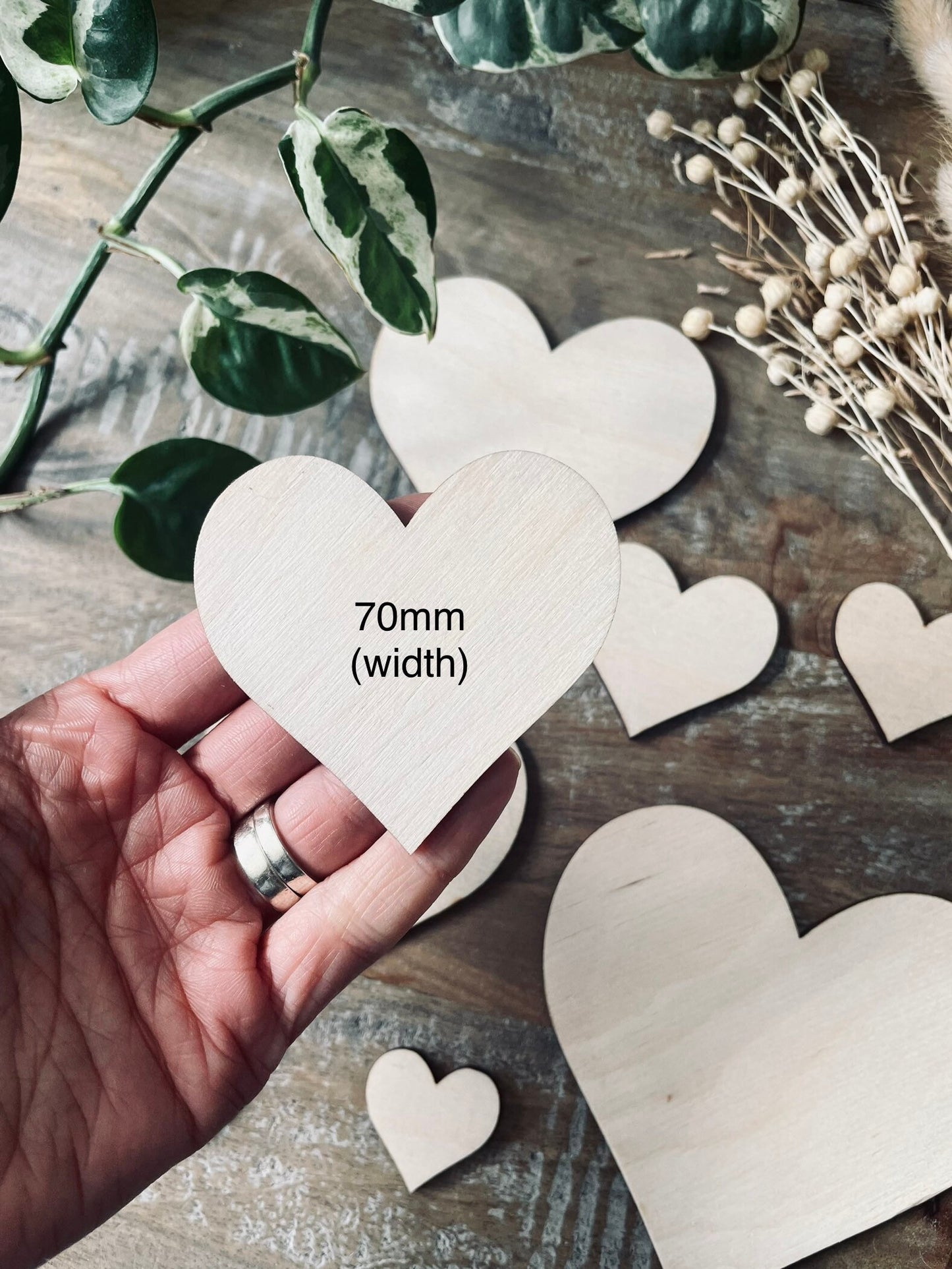 10x Wooden Heart Cutouts / Wedding Decor | Solid Love Heart Shapes from 30mm Wide | 3mm Plywood