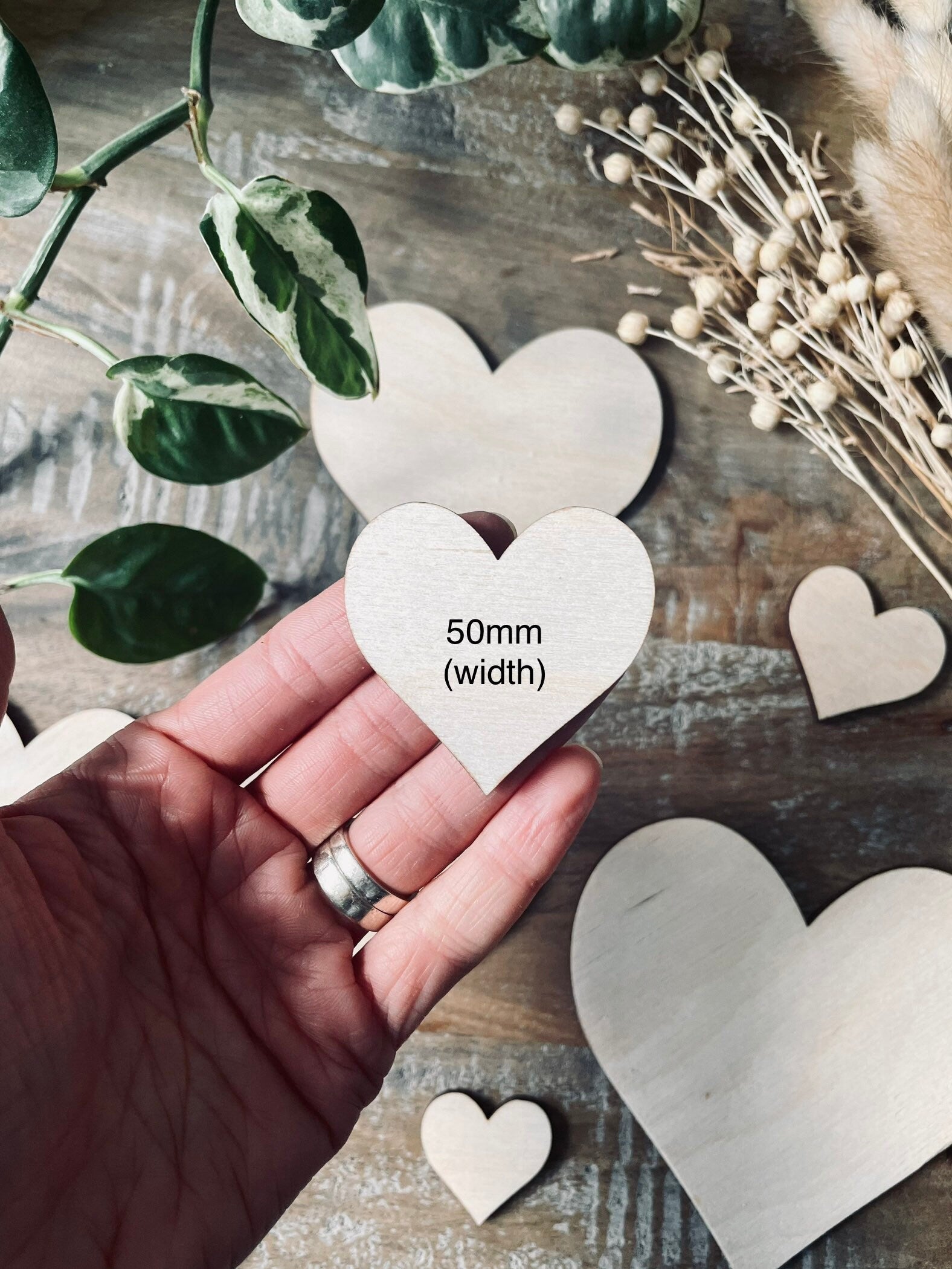 10x Wooden Heart Cutouts / Wedding Decor | Solid Love Heart Shapes from 30mm Wide | 3mm Plywood