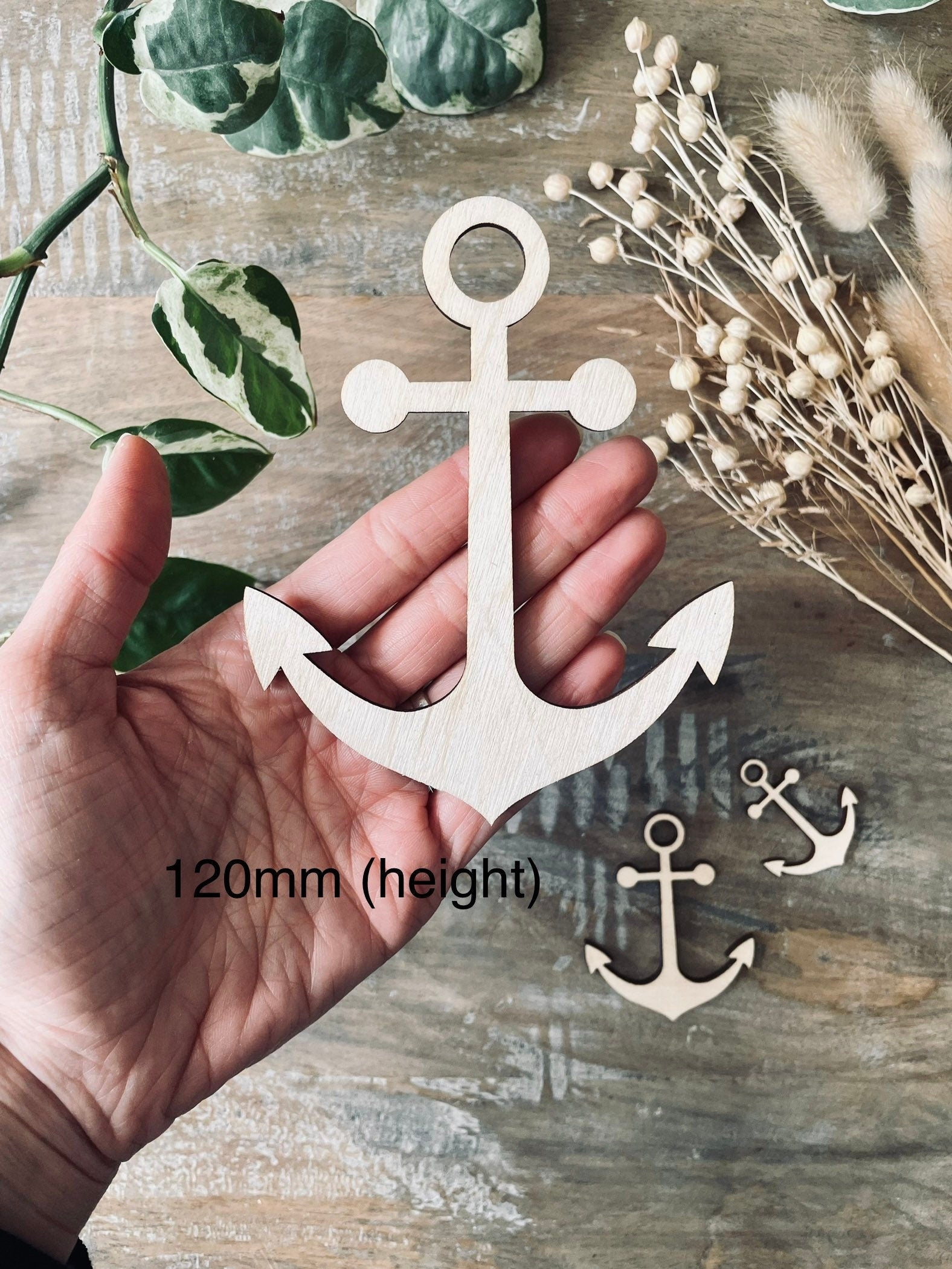 10x Wooden Anchor Shapes from 40mm Tall | 3mm Thick Laser Cut Plywood Blanks | Craft Shapes