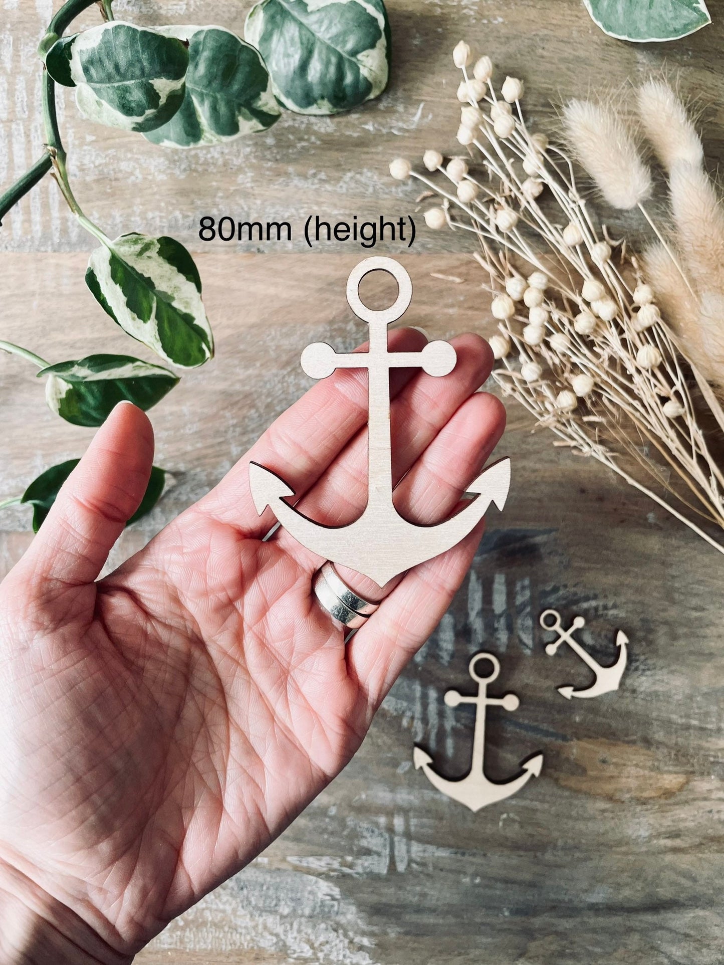 10x Wooden Anchor Shapes from 40mm Tall | 3mm Thick Laser Cut Plywood Blanks | Craft Shapes