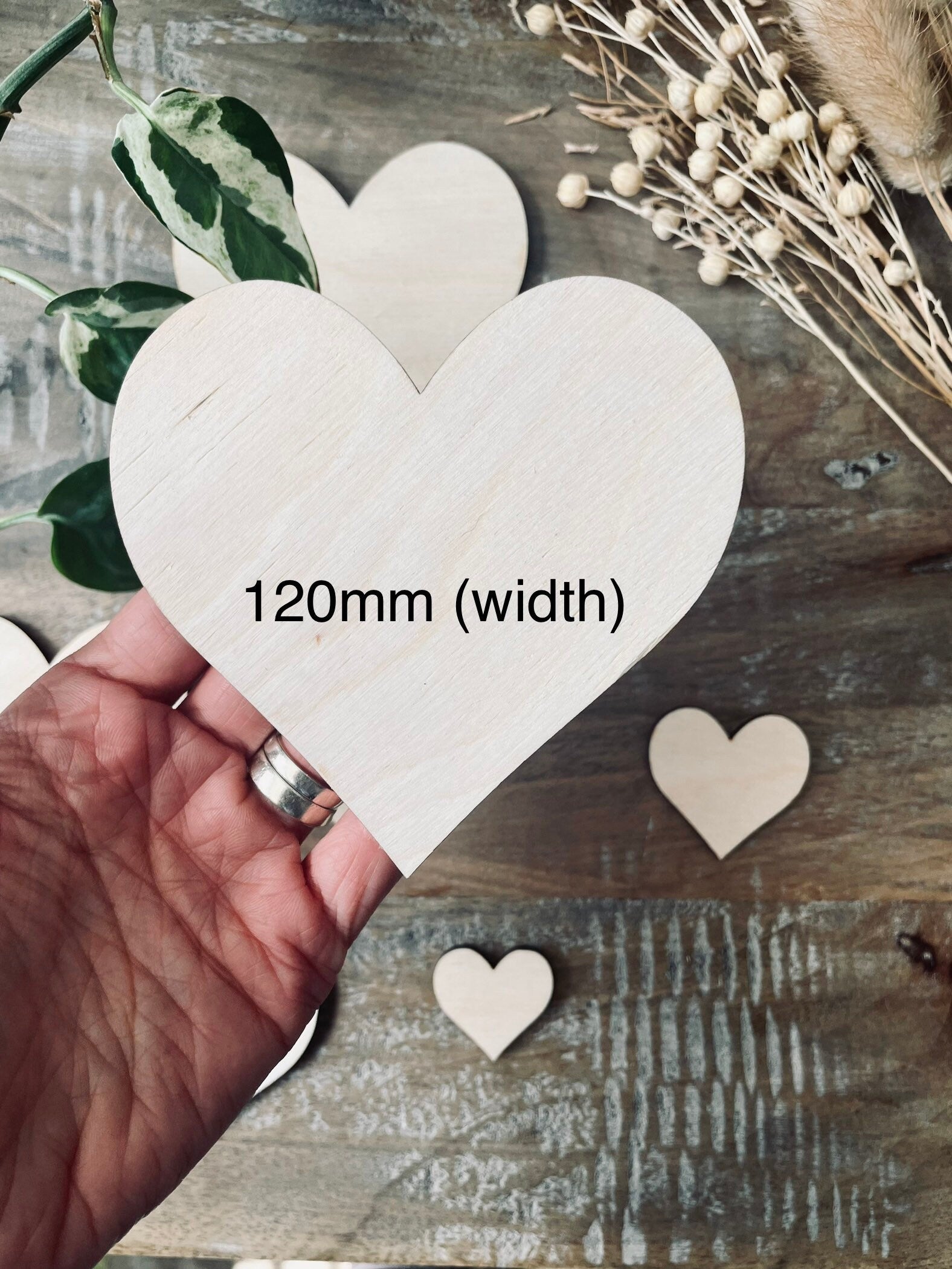 10x Wooden Heart Cutouts / Wedding Decor | Solid Love Heart Shapes from 30mm Wide | 3mm Plywood