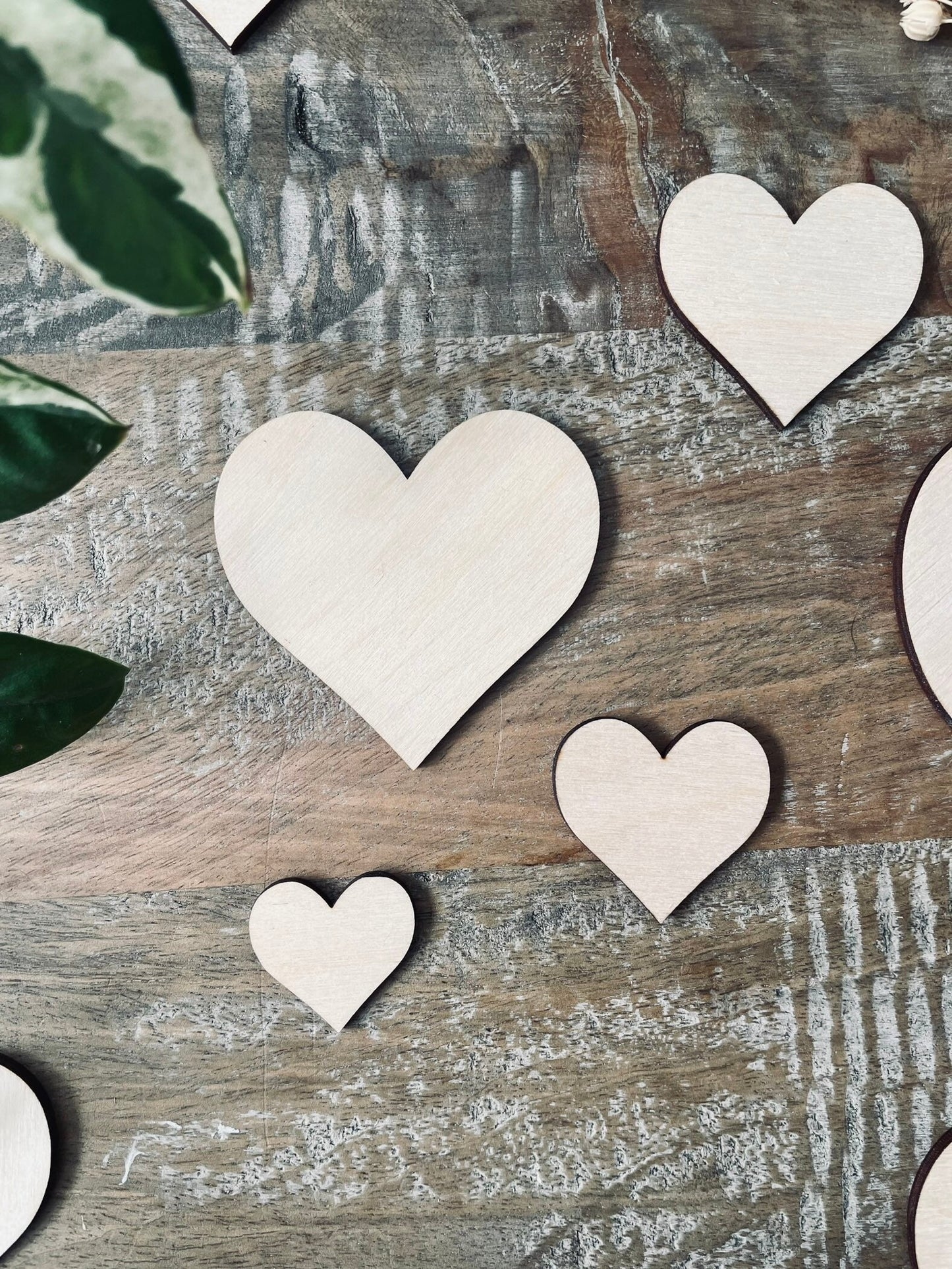 10x Wooden Heart Cutouts / Wedding Decor | Solid Love Heart Shapes from 30mm Wide | 3mm Plywood