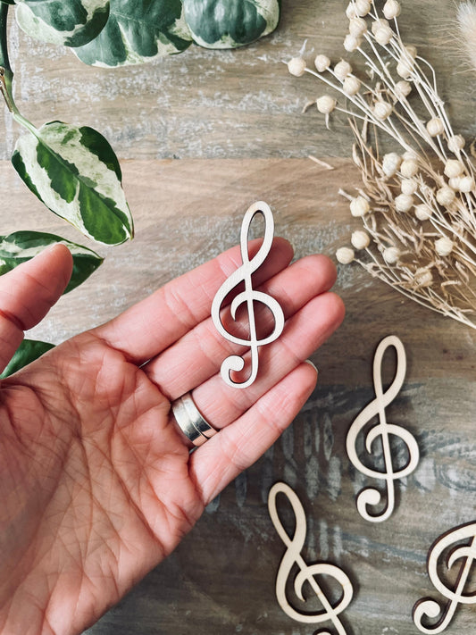 10x Wooden Music Logo / Treble Clef / Music Note Shapes from 40mm Tall | 3mm Thick Laser Cut Plywood Blanks | Craft Shapes