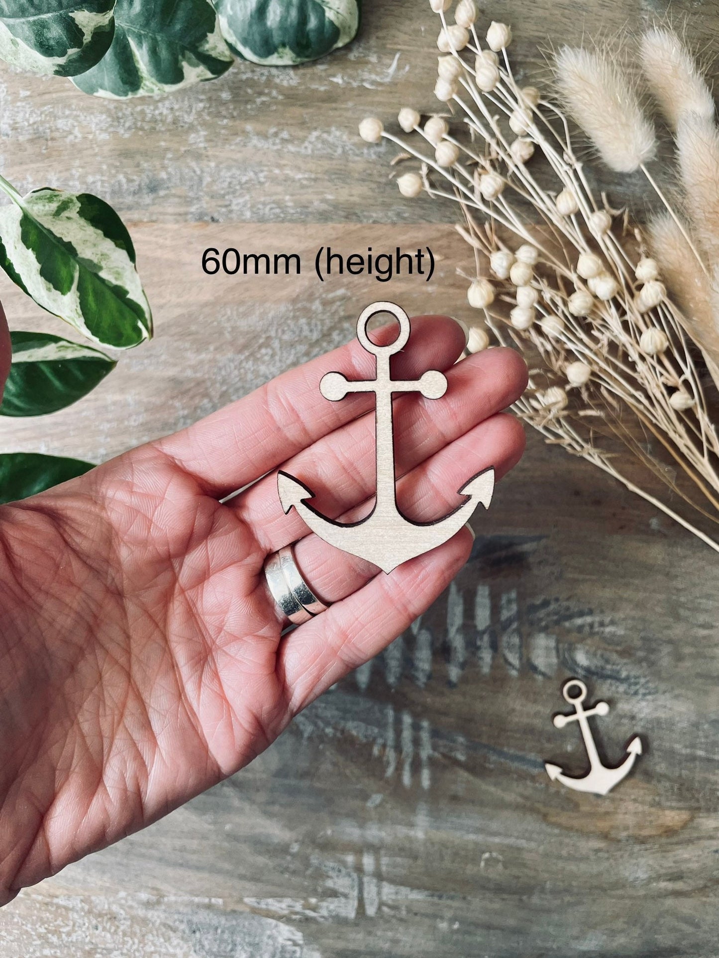 10x Wooden Anchor Shapes from 40mm Tall | 3mm Thick Laser Cut Plywood Blanks | Craft Shapes