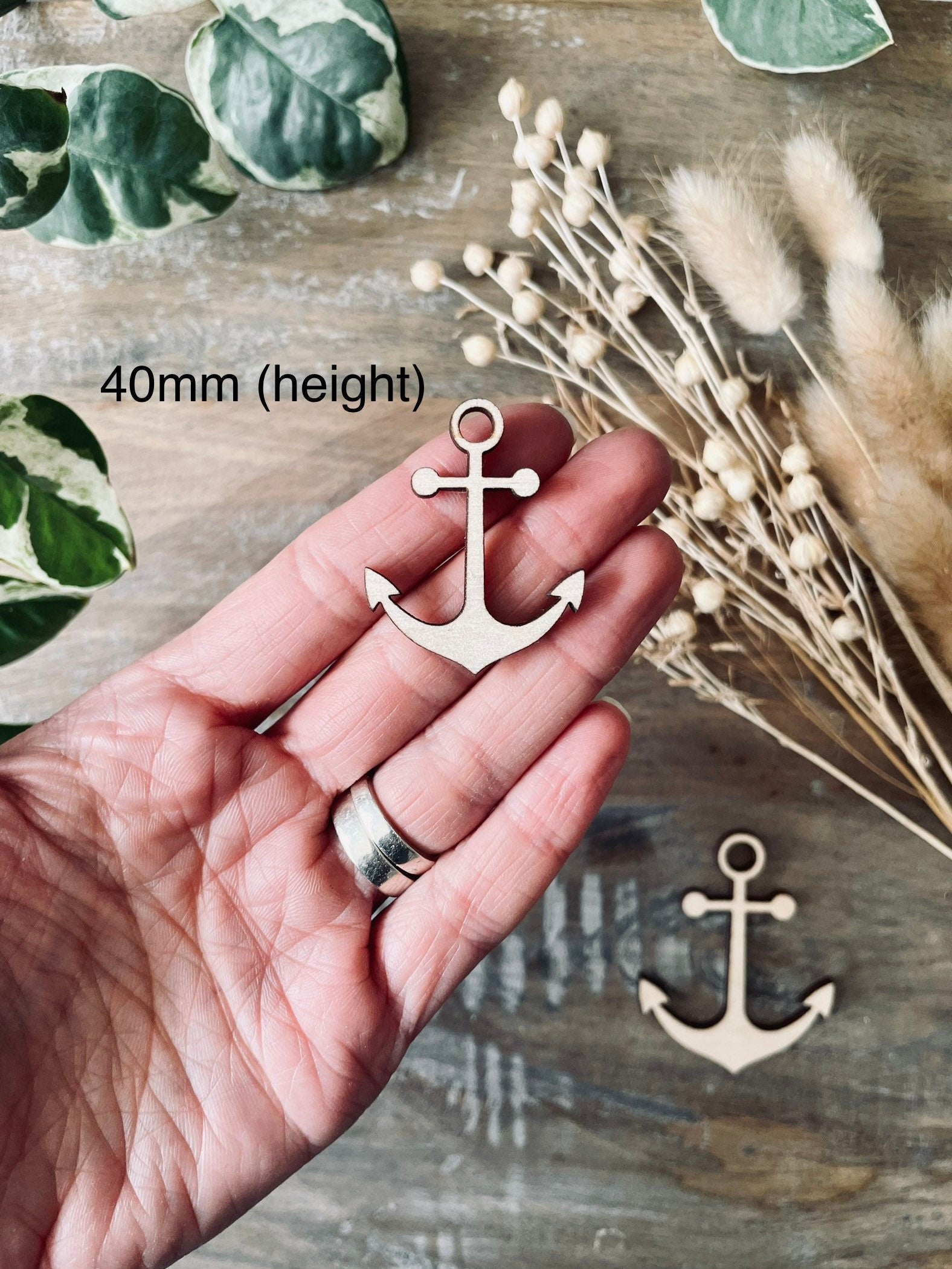 10x Wooden Anchor Shapes from 40mm Tall | 3mm Thick Laser Cut Plywood Blanks | Craft Shapes