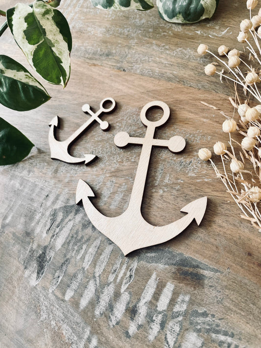 10x Wooden Anchor Shapes from 40mm Tall | 3mm Thick Laser Cut Plywood Blanks | Craft Shapes