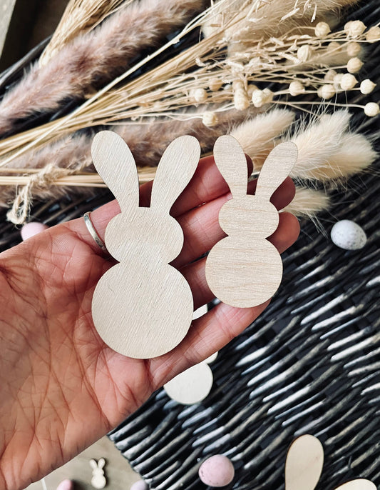 10x Wooden Bunny Shapes / Easter Tags Bunny Blanks from 40mm Tall | 3mm Thick Laser Cut Plywood Blanks | Craft Shapes