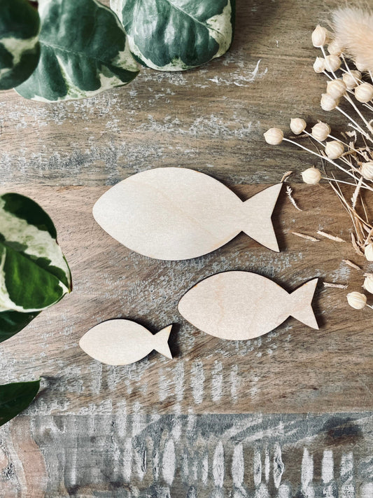 10x Wooden Fish Shapes / Fish Blanks from 40mm Tall | 3mm Thick Laser Cut Plywood Blanks | Craft Shapes